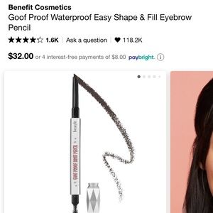 NEW Benefit Goof Proof Brow Pencil in #6 Black
